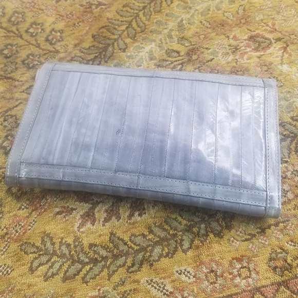 Vtg 70s gray eel skin clutch and matching wallet made in Korea - Picture 9 of 9